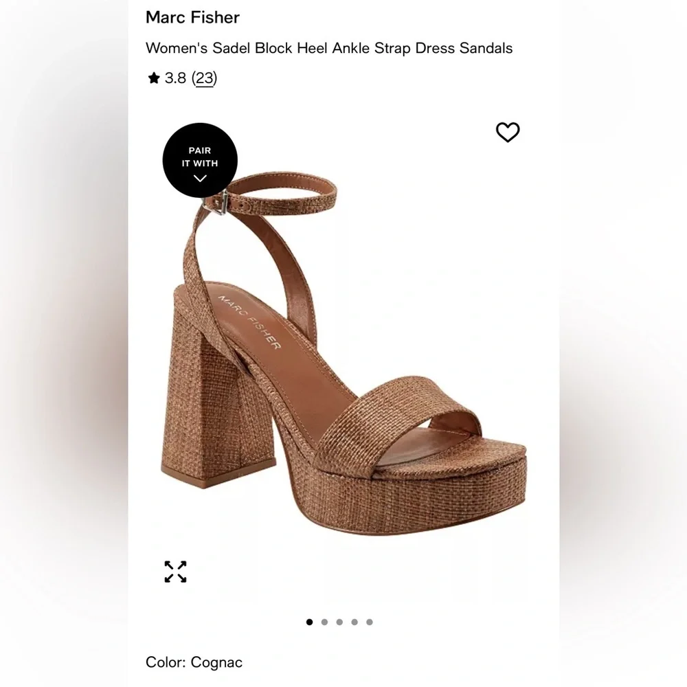 Marc Fisher Sadel Strappy Block Heel Sandals W10 - Picture 6 of 6